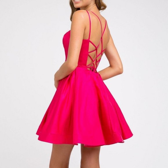 Scoop Spaghetti Strap Short Dress JT852 - Picture 2 of 3